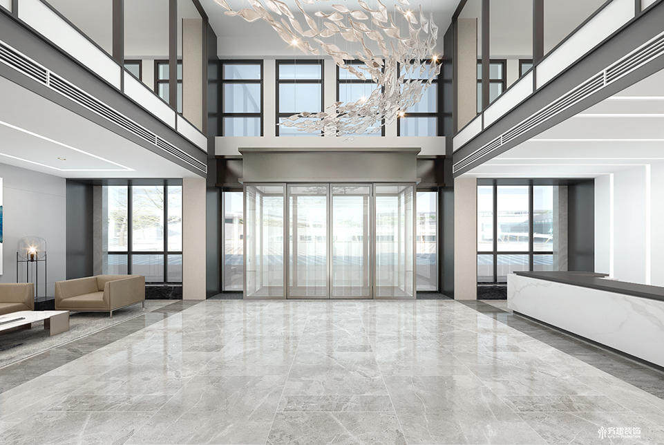 上海蘇邁特5A寫字樓大堂裝修設(shè)計效果圖案例