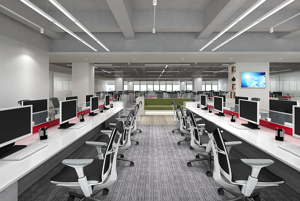 上海亞數信息科技開放式員工辦公區裝修設計效果圖