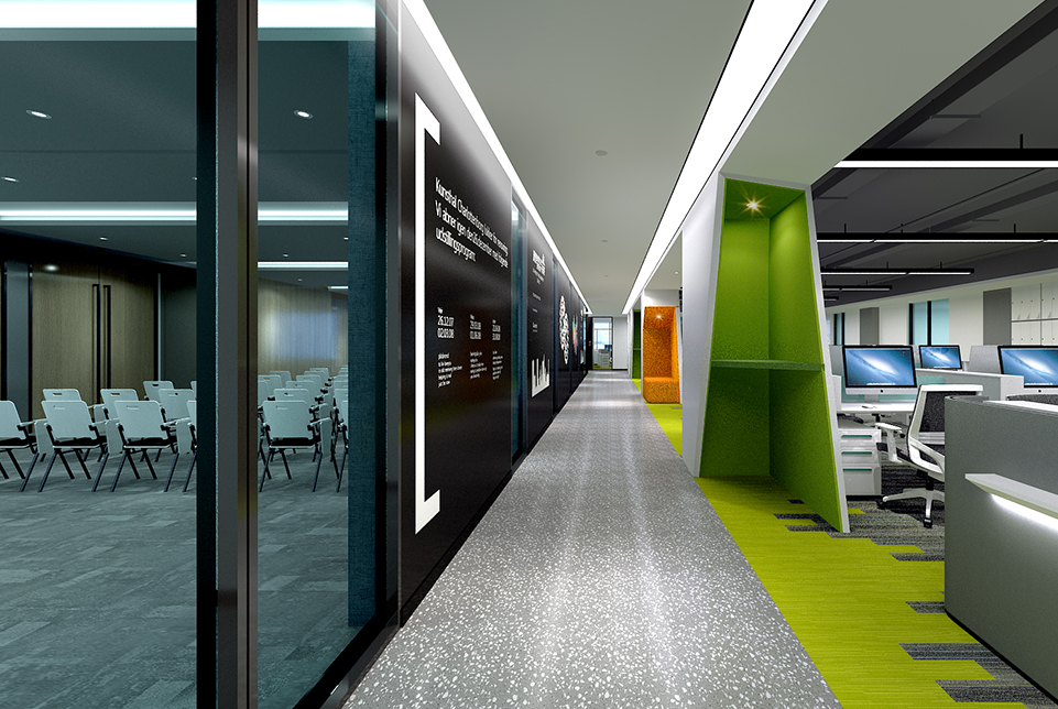 上海德馬物流辦公區過道動線裝修設計效果圖